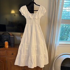 WeWoreWhat White Off Shoulder Smock Dress